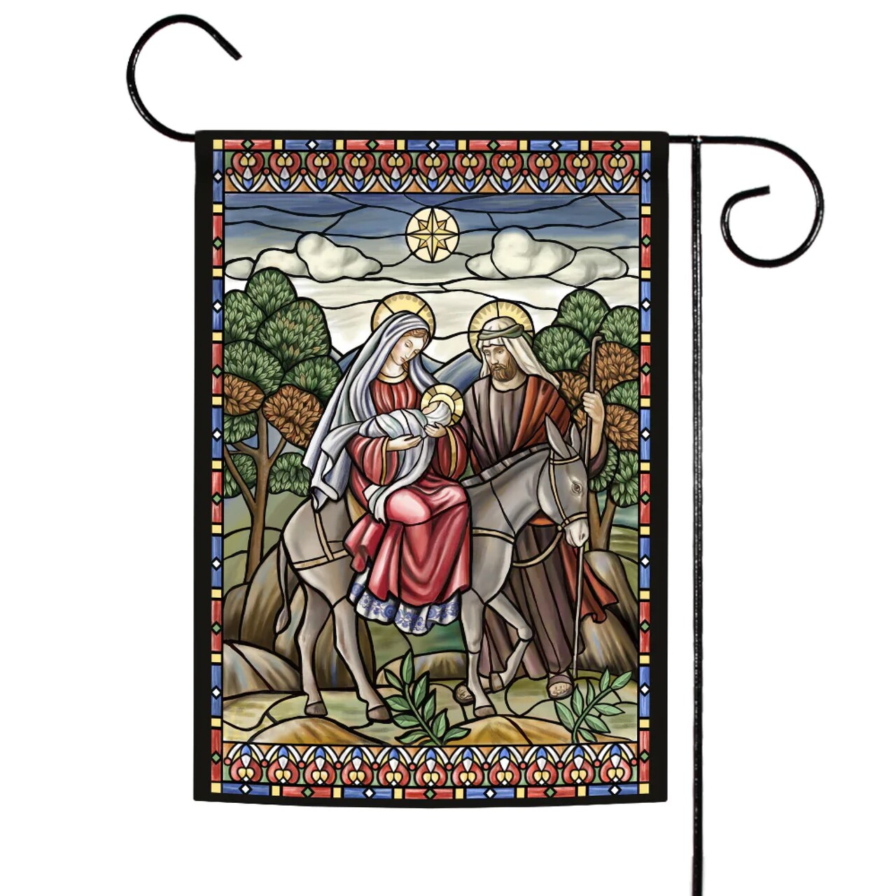 Toland Home Garden Stained Glass Nativity Outdoor Garden Flag 18" x 12.5"
